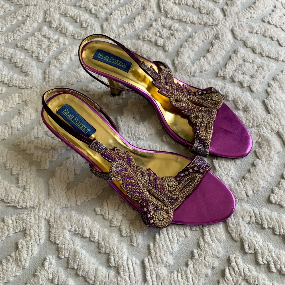 Vintage purple gold heels beaded embroidered fancy